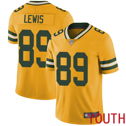 Green Bay Packers Limited Gold Youth #89 Lewis Marcedes Jersey Nike NFL Rush Vapor Untouchable->women nfl jersey->Women Jersey